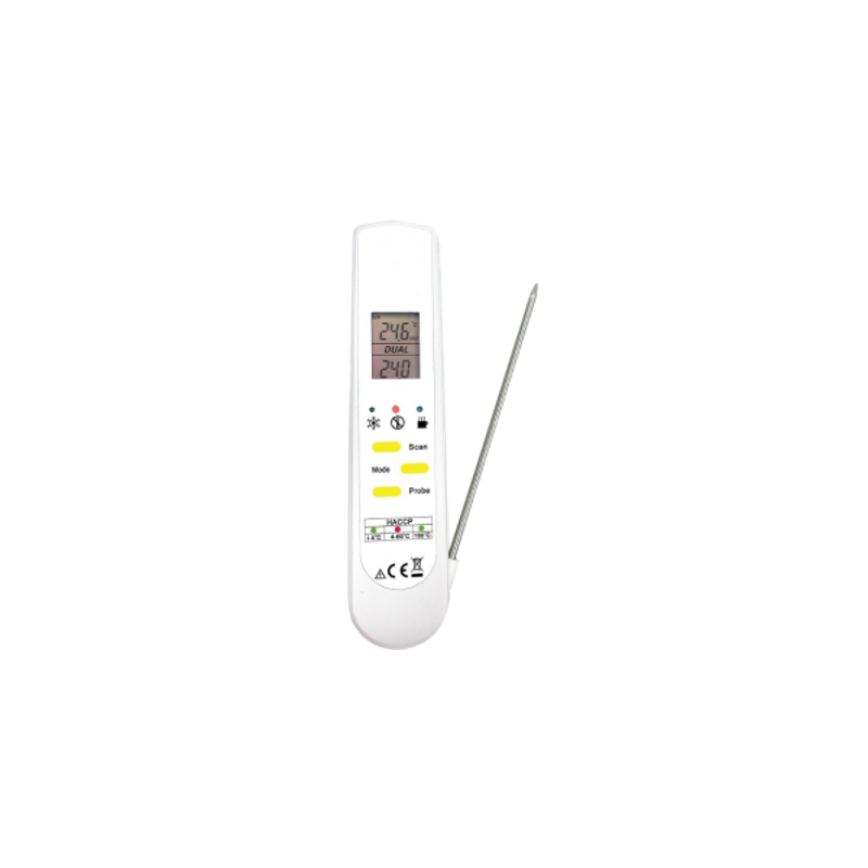 Thermomètre type K avec sonde droite étanche IP65